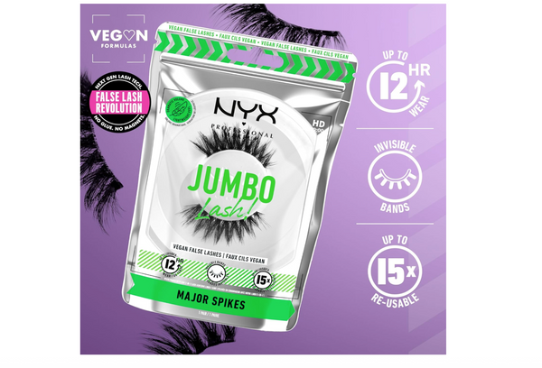 NYX PROFESSIONAL MAKEUP Jumbo Lash! Vegan False Eyelashes, Up to 12HR Wear, Reusable Fake Lashes - Major Spikes