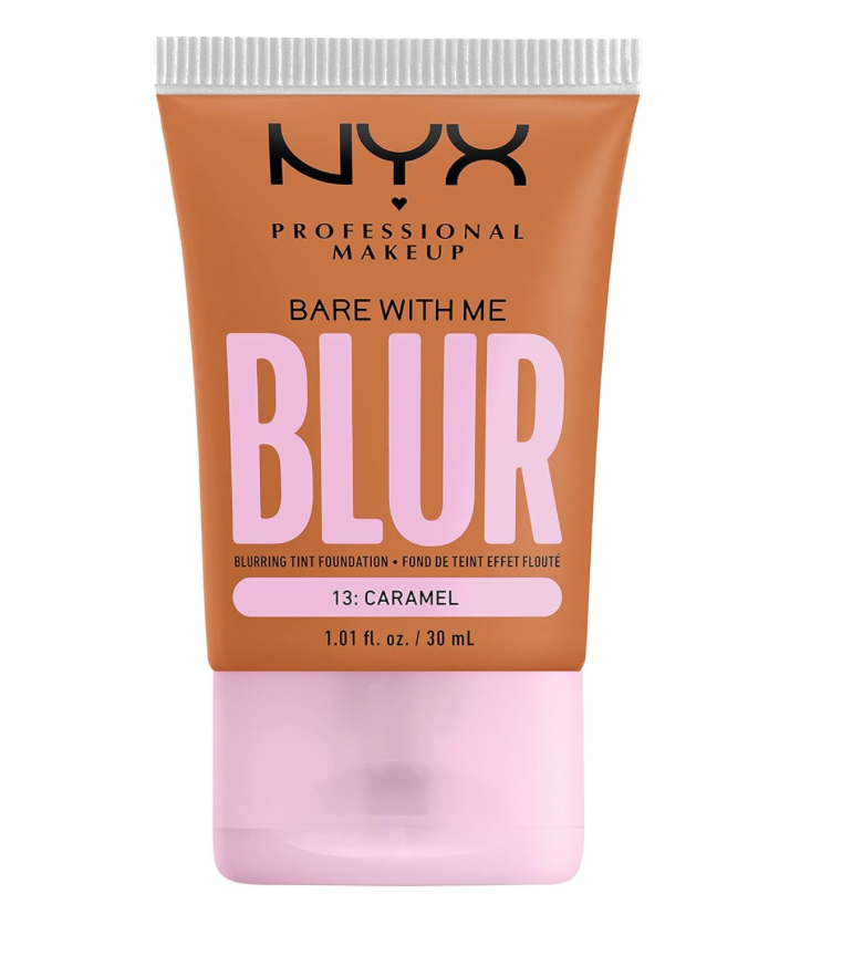NYX PROFESSIONAL MAKEUP Bare With Me Blur Skin Tint Foundation Make Up with Matcha, Glycerin & Niacinamide - Caramel