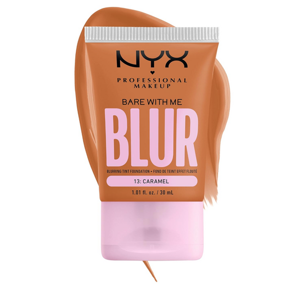 NYX PROFESSIONAL MAKEUP Bare With Me Blur Skin Tint Foundation Make Up with Matcha, Glycerin & Niacinamide - Caramel
