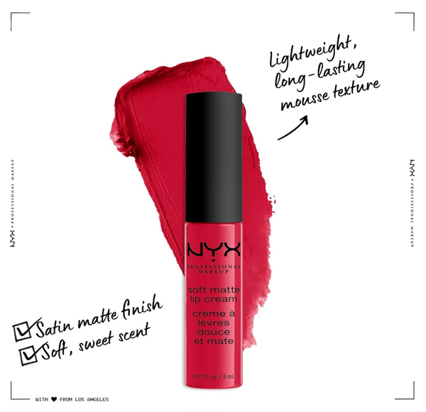 NYX PROFESSIONAL MAKEUP Soft Matte Lip Cream, Lightweight Liquid Lipstick - Amsterdam (Pure Red)