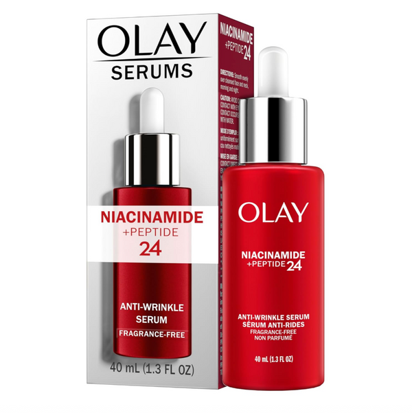 Olay Niacinamide + Peptide 24 Anti-Wrinkle Serum, Fragrance-Free, 1.3oz FL