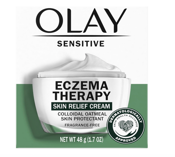 Olay Sensitive Eczema Therapy Face Moisturizer Skin Relief Cream, 1.7 fl oz Fragrance-Free Skin Care Treatment with Colloidal Oatmeal