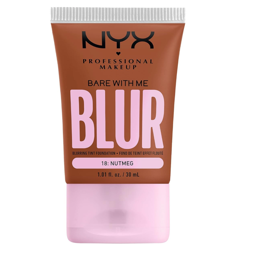 NYX PROFESSIONAL MAKEUP Bare With Me Blur Skin Tint Foundation Make Up with Matcha, Glycerin & Niacinamide - Nutmeg